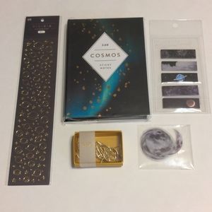 Space theme stationery set: sticky notes, stickers, paperclips